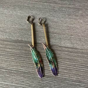 Beautiful brass and hand painted dangle earrings